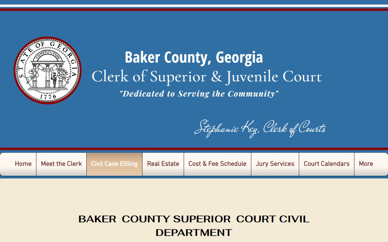 Baker County Clerk court records civil e-filing page