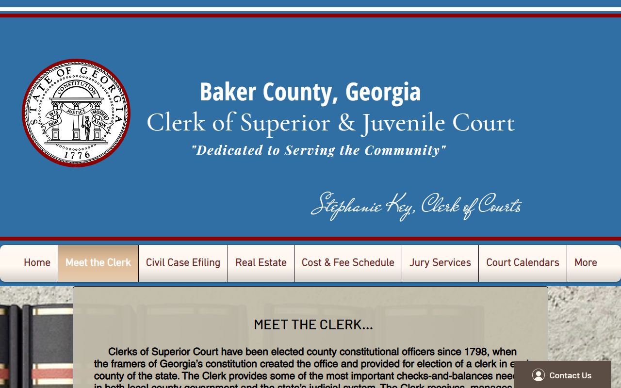 Baker County Clerk of Superior and Juvenile Court records clerk page
