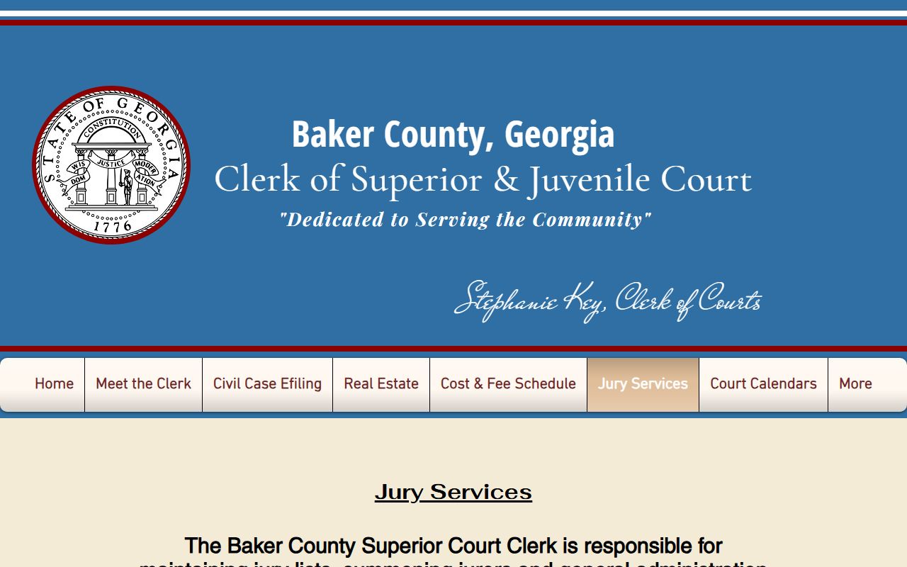 Baker County Clerk records jury services page