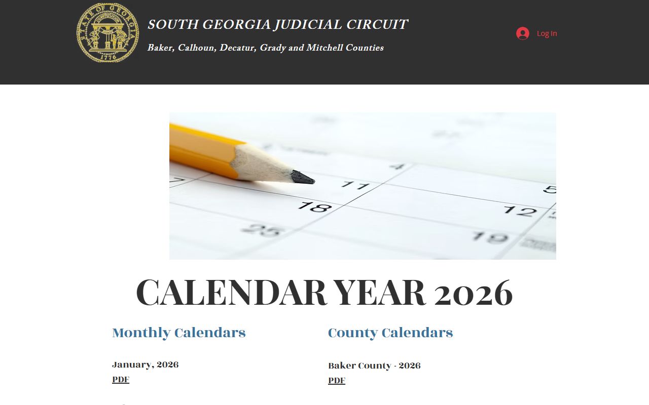 Baker County court dockets South Georgia Judicial Circuit court itinerary