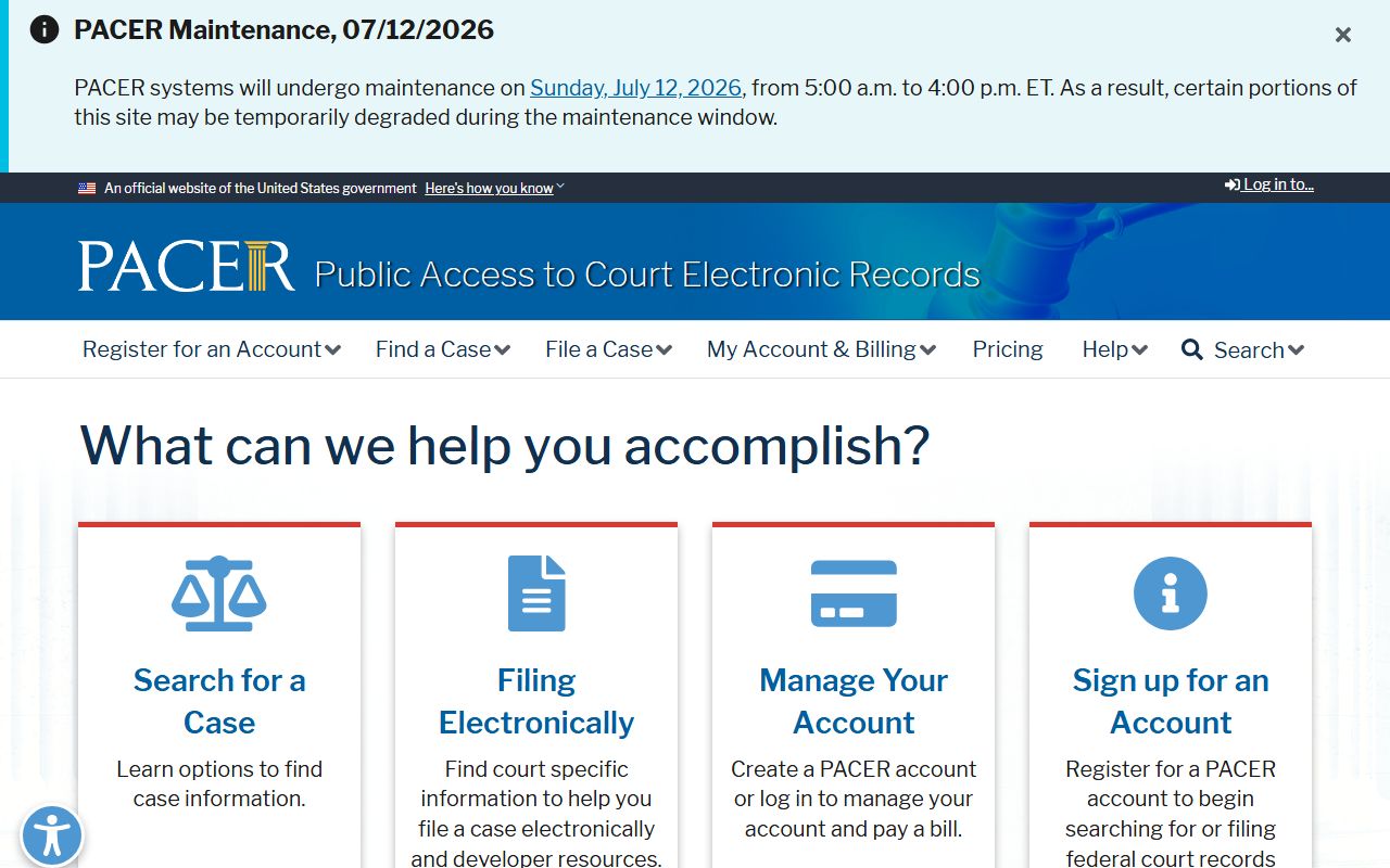 Baker County court records PACER federal records portal