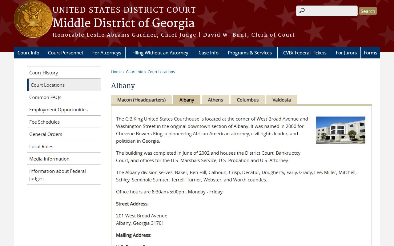Baker County Superior Court records Middle District Albany office