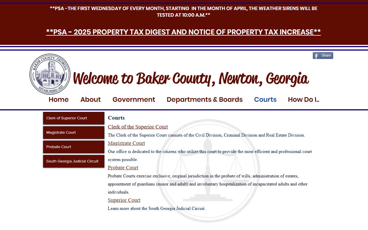 Baker County court records county courts page