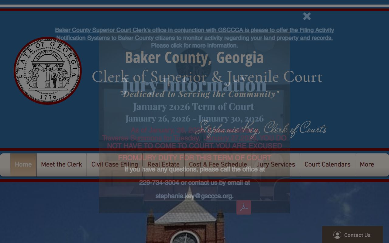 Baker County court records Clerk of Superior and Juvenile Court homepage