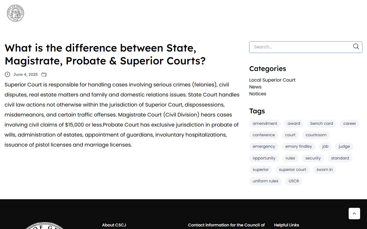Baker County court records Georgia trial court jurisdiction FAQ