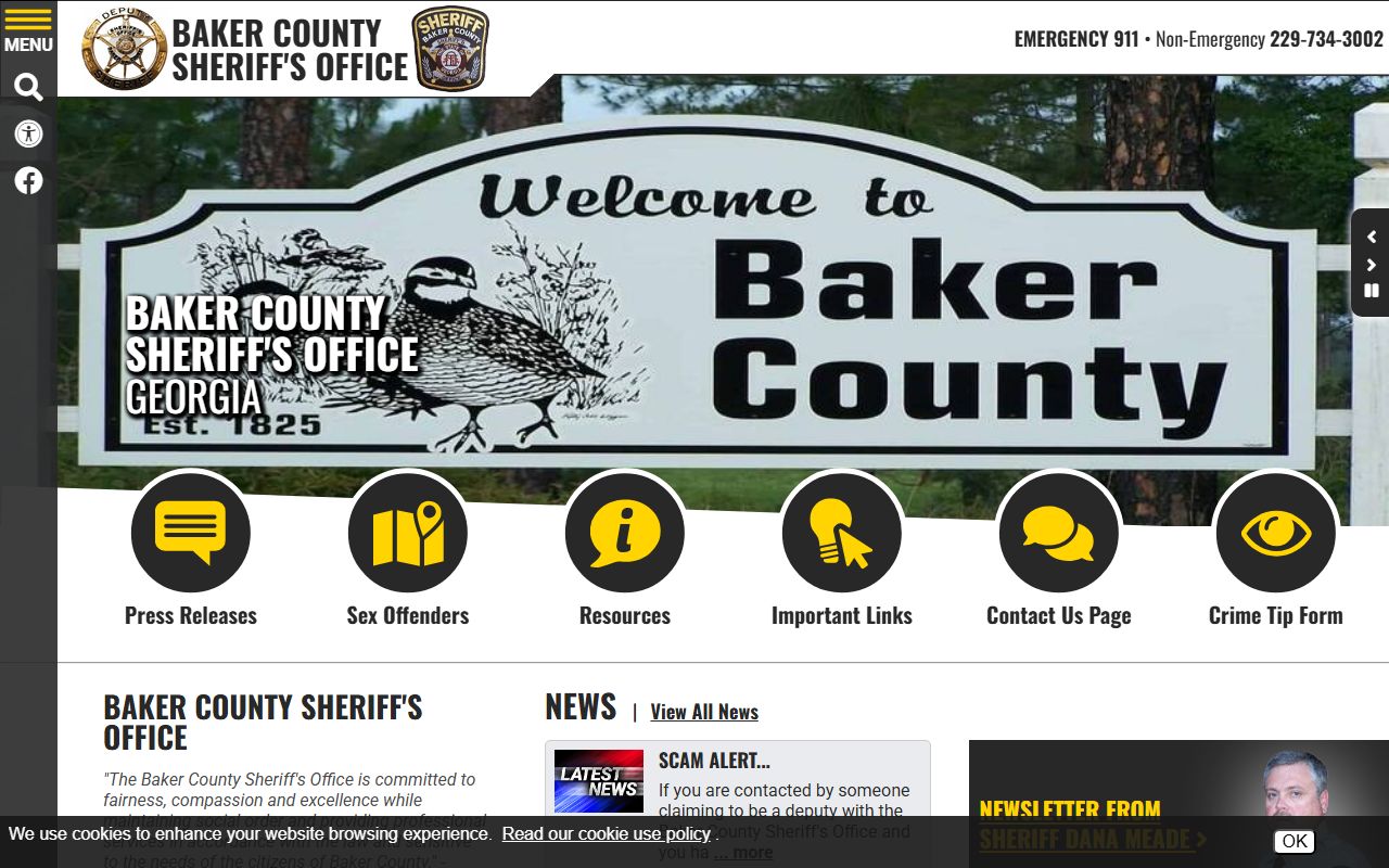 Baker County inmate records sheriff homepage