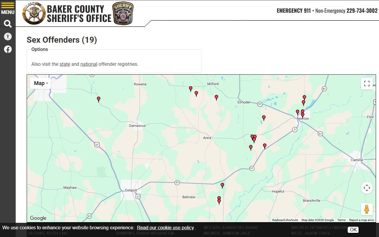 Baker County inmate records sheriff sex offender page