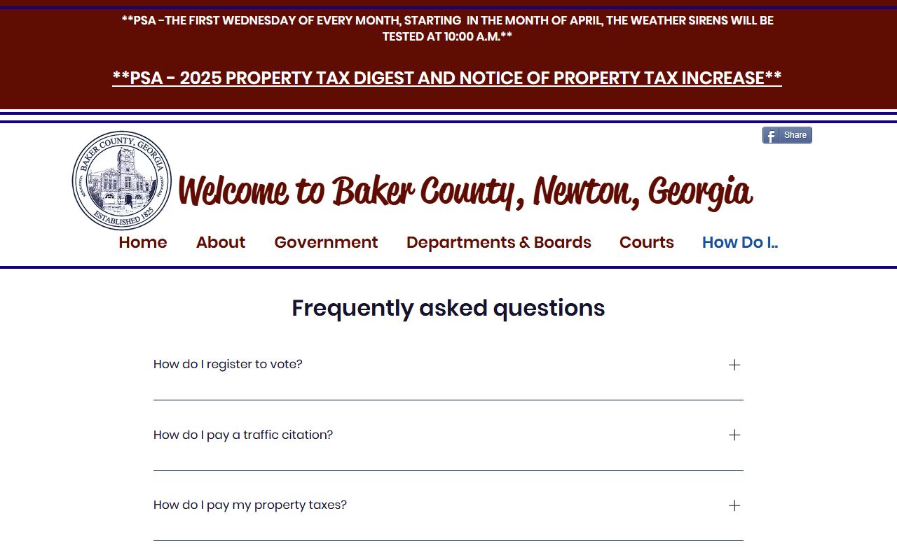 Baker County probate records county FAQ page