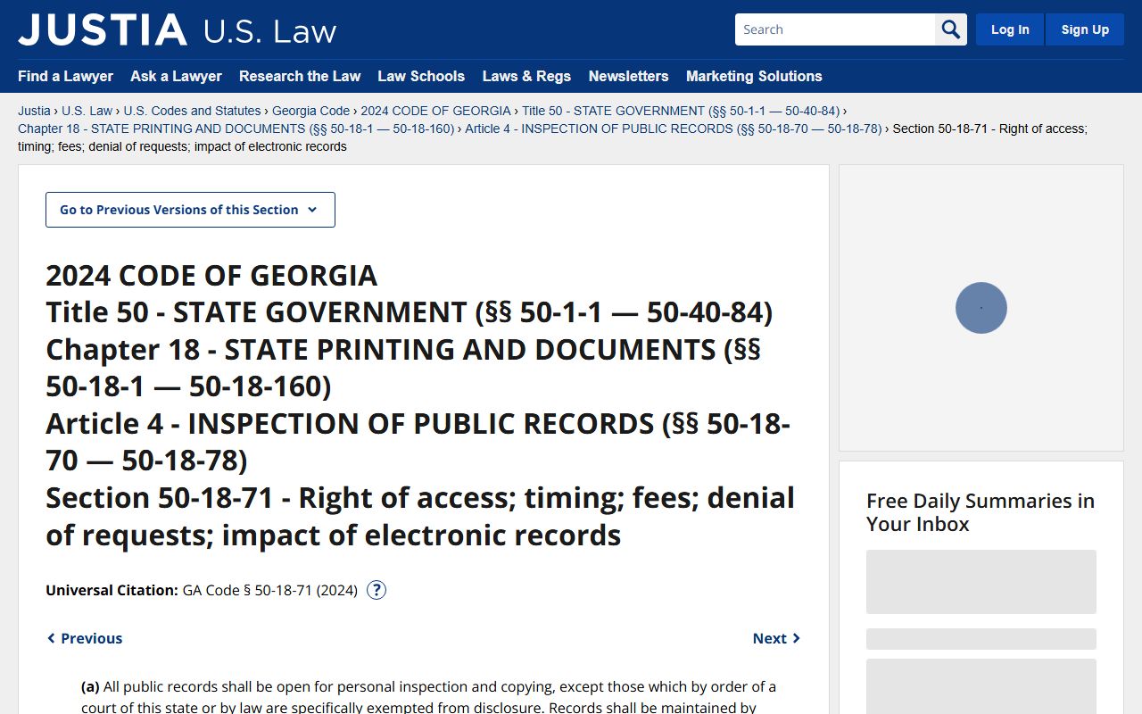 Baker County probate records Georgia open records timing statute